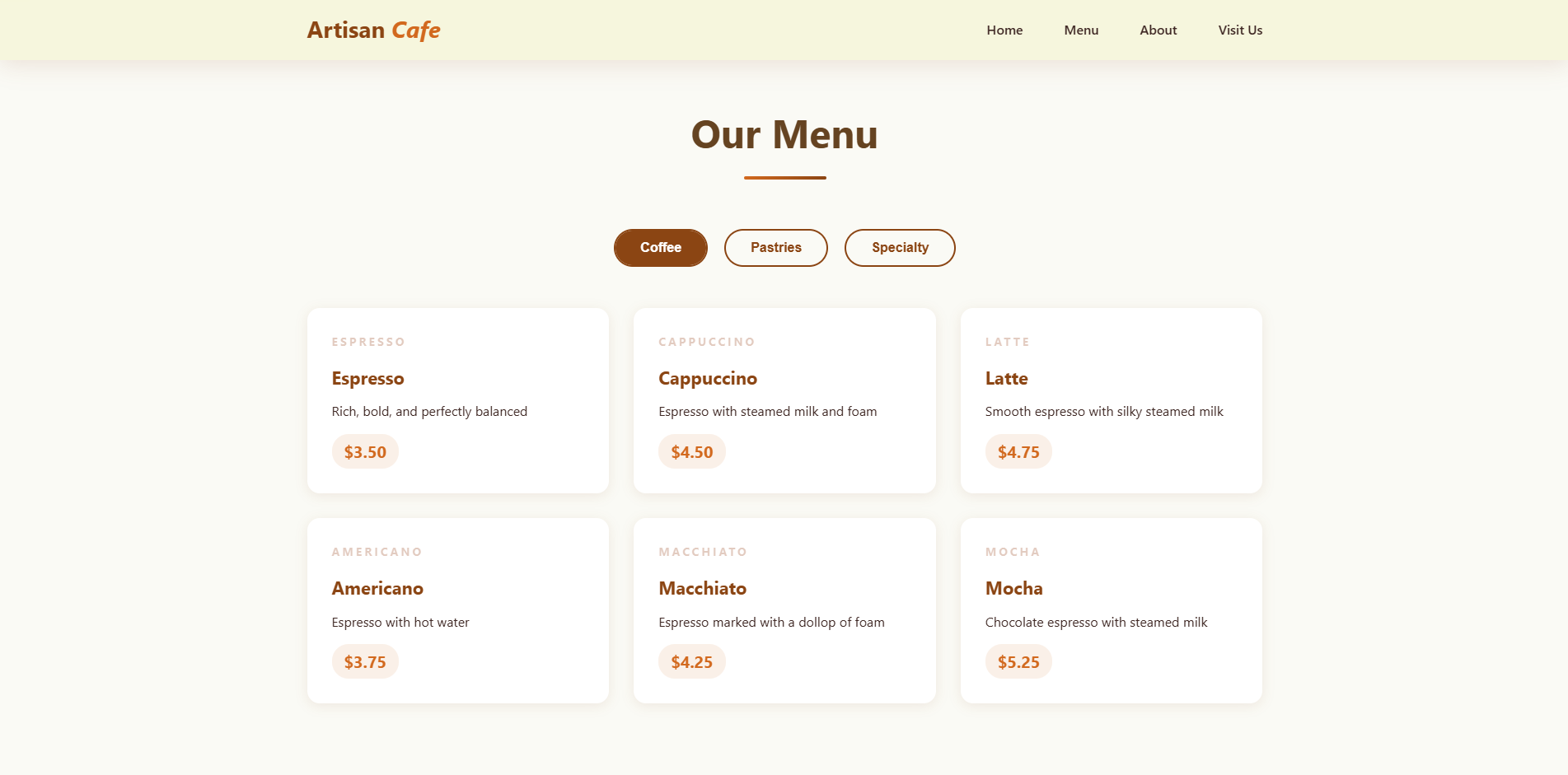Cafe Website Design - Modern Restaurant Website Development Example